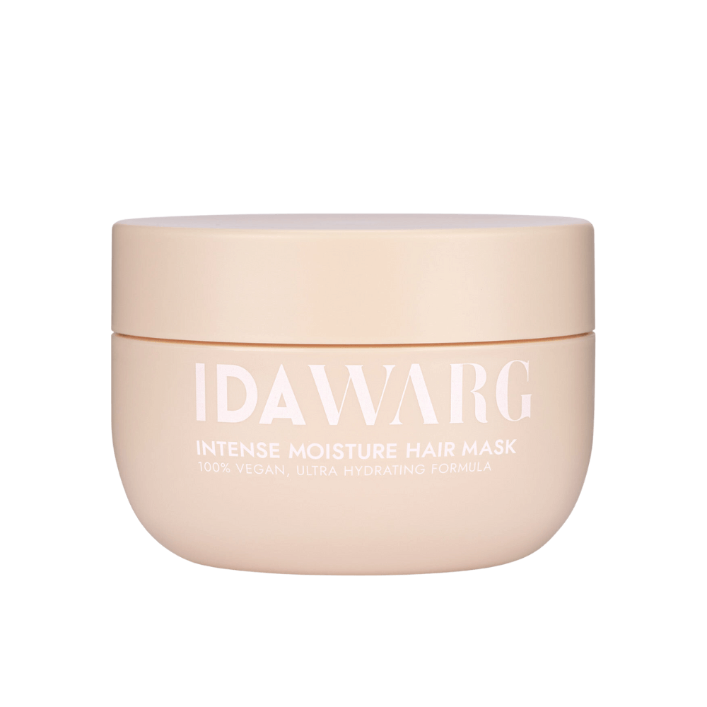 IDAWARG Intense Moisture Hair Mask, 100% vegansk og ultra fugtgivende formel, i en beige krukke