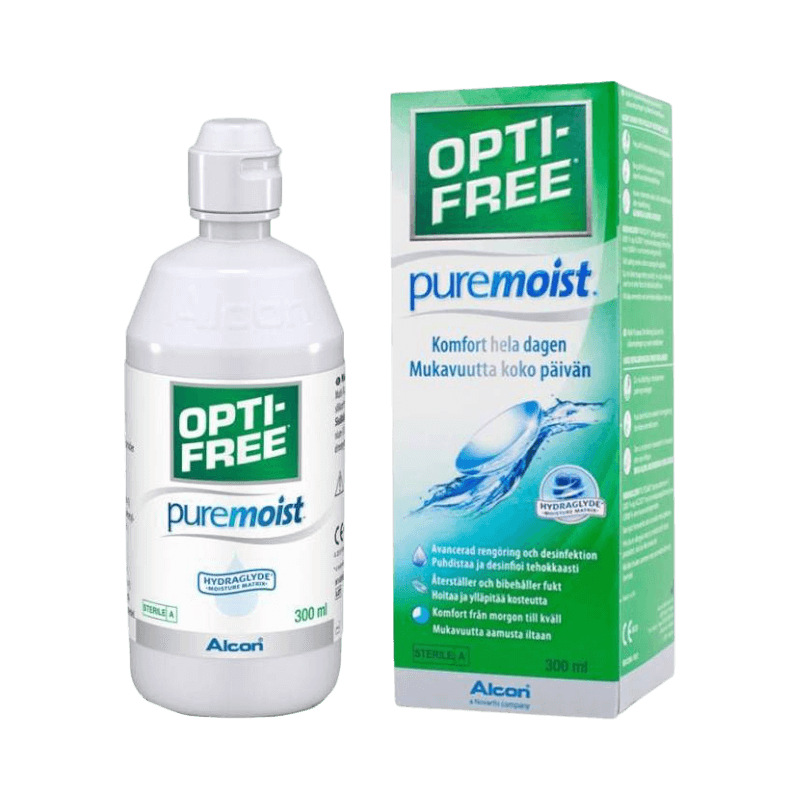 Opti-Free PureMoist linsevæske 300 ml til komfort hele dagen og effektiv rens.