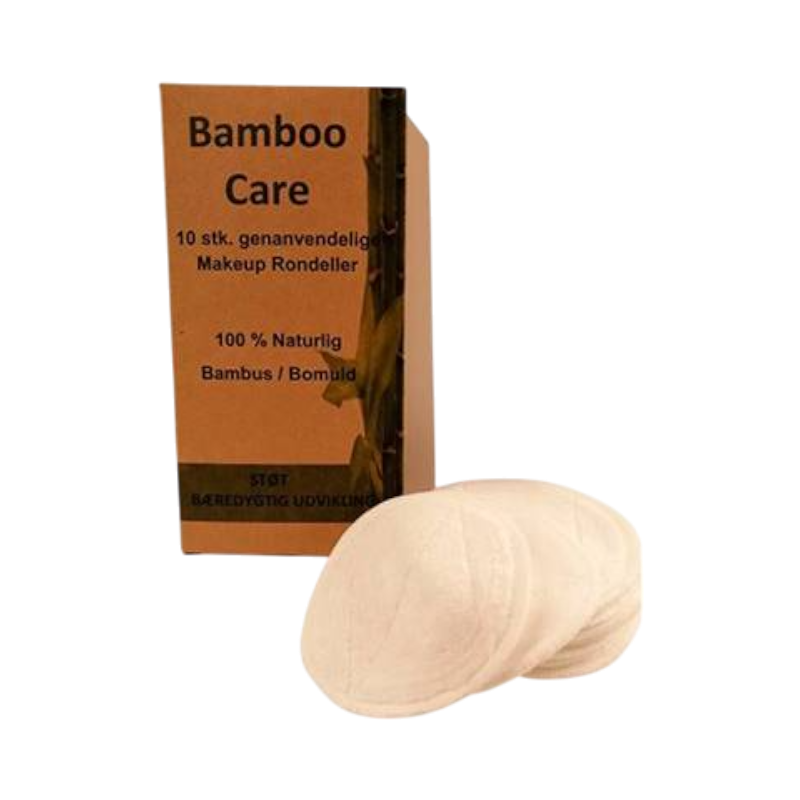 10 stk naturlige, genanvendelige makeup pads i bambus og bomuld fra Bamboo Care.