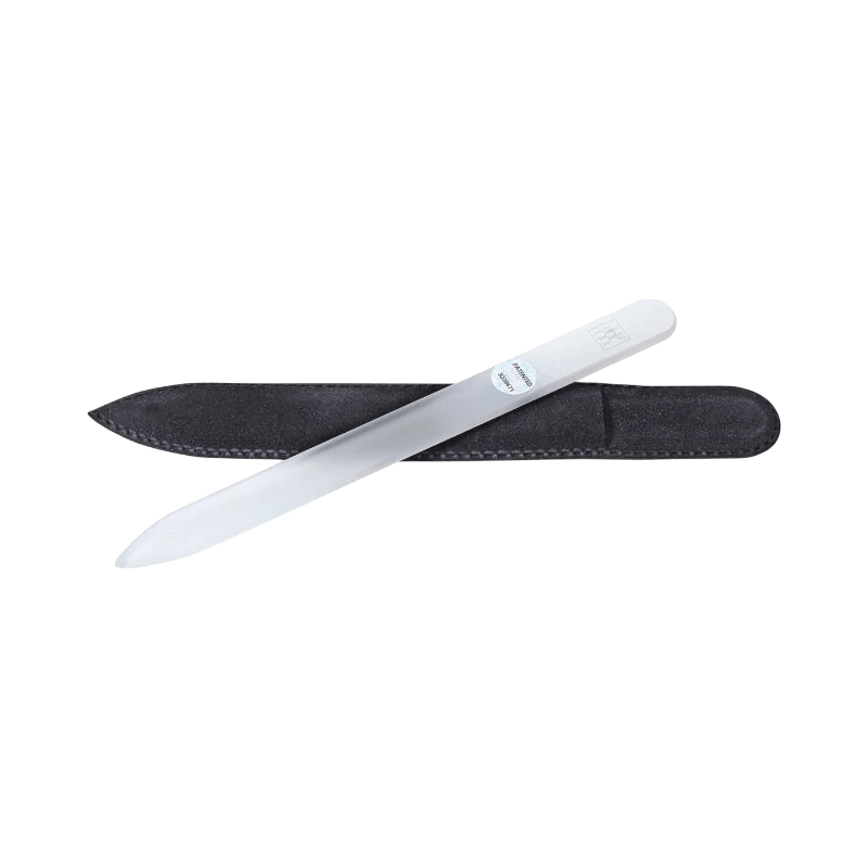 Zwilling Twinos glasneglefil i hvid med sort etui – professionel fil til glatte neglekanter.