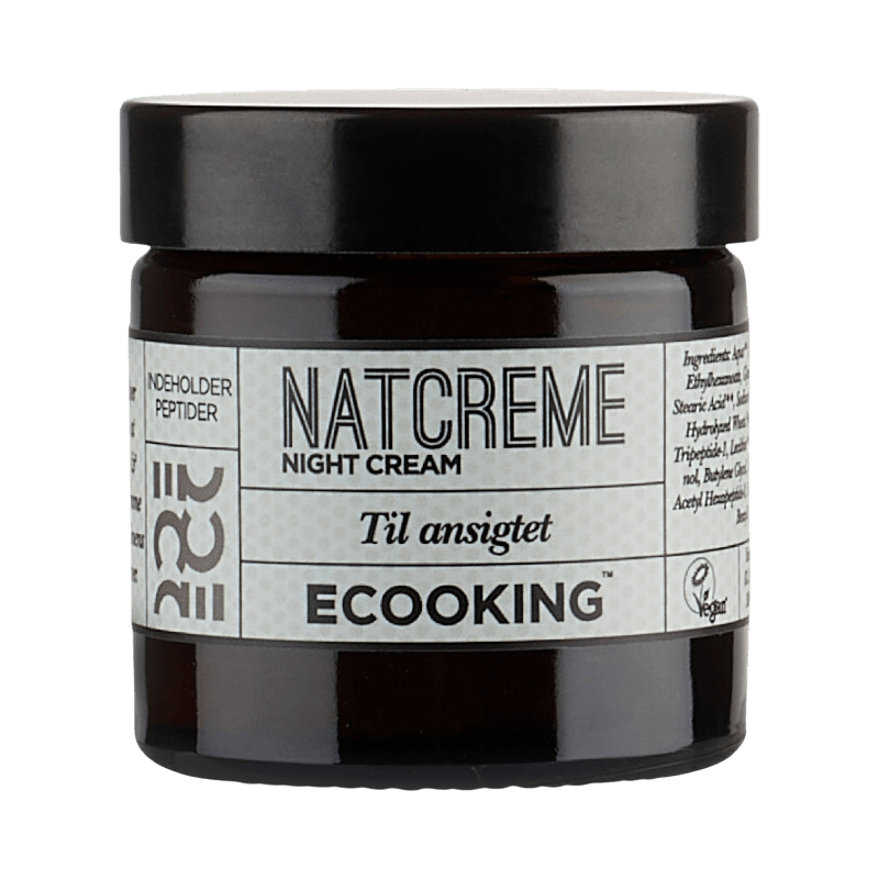 Vegansk natcreme fra Ecooking med peptider, nærer og opstrammer huden natten over.