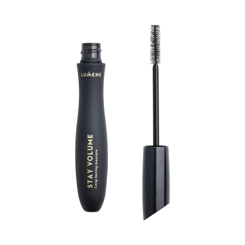 Lumene Stay Volume mascara i sort med buet børste for langvarig volumen