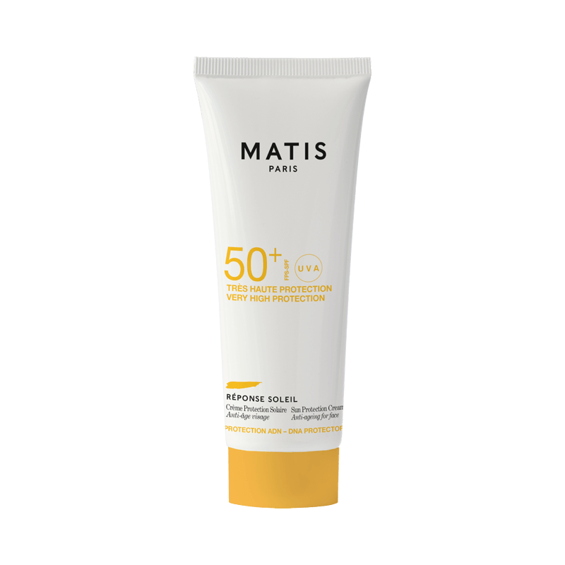 Matis Paris solcreme SPF 50+ med DNA-beskyttelse og anti-age egenskaber.