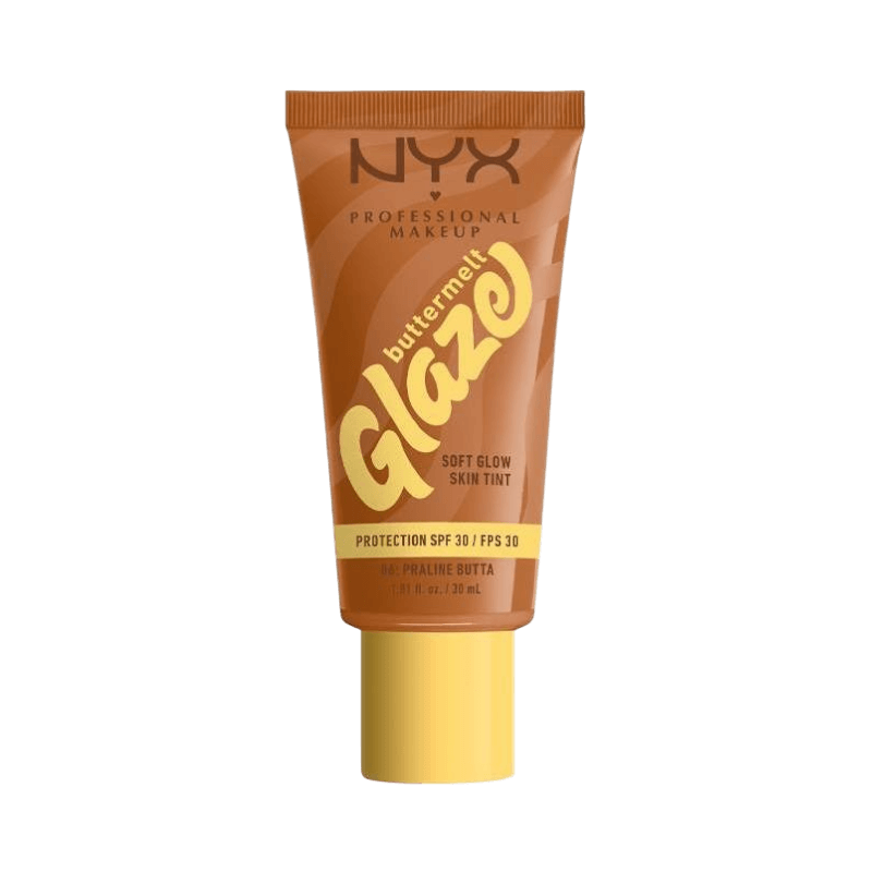 NYX Buttermelt Glaze skin tint med glød og SPF 30 i farven Praline Butta