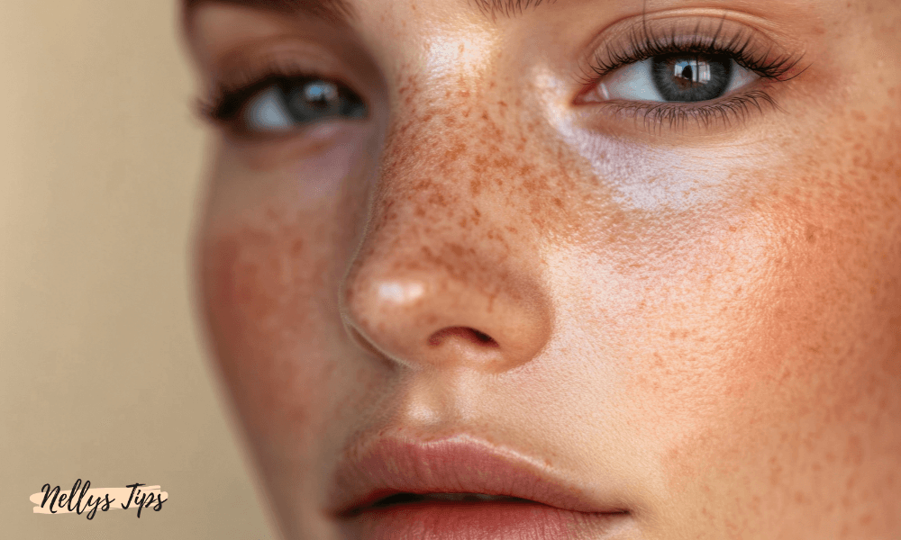 Model med naturlig hud og fejlfri øjenmakeup opnået med primer for glat og ensartet øjenlågsoverflade