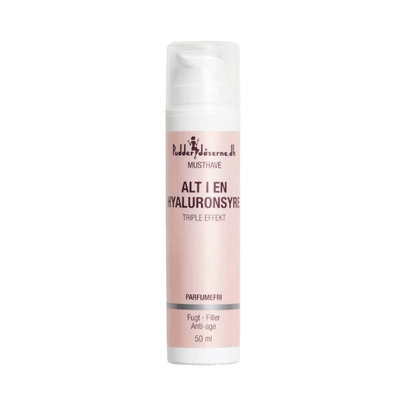 Alt i én hyaluronsyre fra Pudderdåserne – parfumefri fugtpleje med anti-age og filler-effekt.