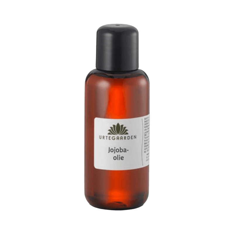 Økologisk jojobaolie fra Urtegaarden i klassisk brun plastflaske – 100 ml.